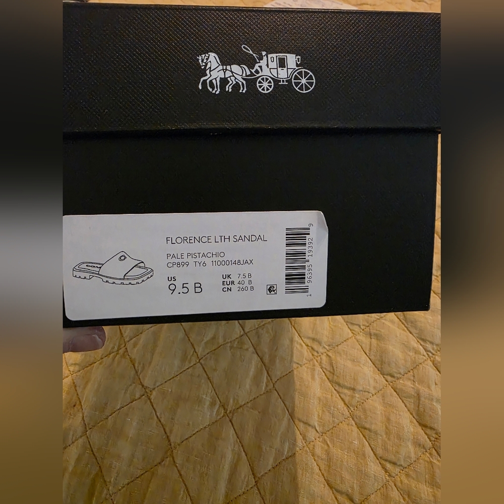 New In Box Coach Florence Leather Slides β Pale Pistachio Size 9.5B - Picture 2 of 13